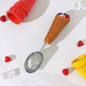 Ложка для мороженого Magistro «Рожок», 5x5x20 см, цвет бежевый, серебряный