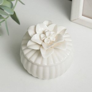 Шкатулка керамика "Белый цветок" 6,5х6,5х6,5 см
