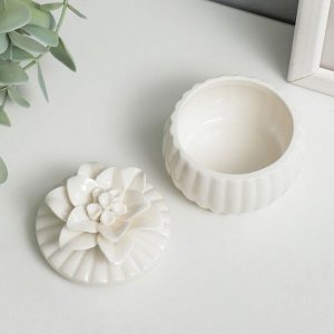 Шкатулка керамика "Белый цветок" 6,5х6,5х6,5 см