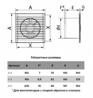 Вентилятор AURAMAX  A 4C, D100, обратный клапан