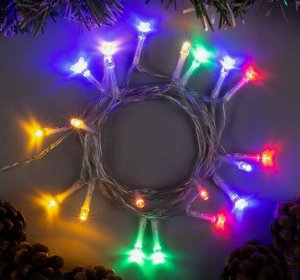 СИМА-ЛЕНД Гирлянда «Нить» 2 м, IP20, прозрачная нить, 20 LED, свечение мульти, 2 режима,AAх3