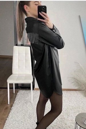 Рубашка Женская 8008 "Рубашка-Платье+Цепочка-Спина" Черная