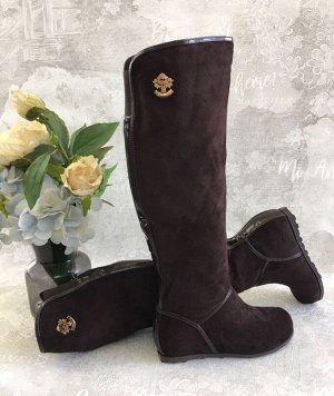 Сапоги зимние из экозамши с искусственным мехом