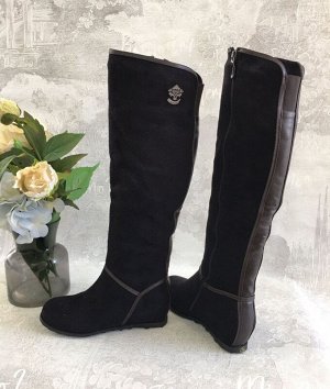 Сапоги зимние женские из экозамши с искусственным мехом