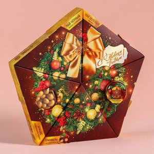 Подарочный набор «С Новым Годом»: чай 2 х 20 г., арахис 70 г., трюфель 100 г., крем-мёд 30 г.