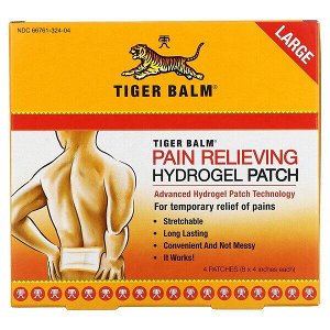 Tiger Balm Обезболивающий пластырь, большой, 4 пластыря (8 x 4 дюйма каждый)