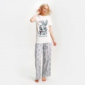 Пижама новогодняя женская (футболка и брюки) KAFTAN «Зайчик», размер 44-46