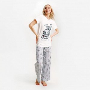 Пижама новогодняя женская (футболка и брюки) KAFTAN «Зайчик», размер 44-46