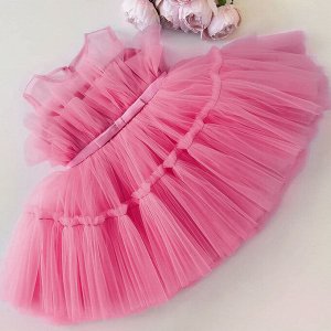 Платье нарядное пышное без рукавов  розовое