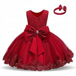 Платье принцессы, детское, с бантом, цвет красный