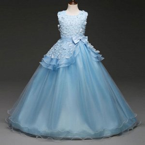 Платье бальное, детское, цвет голубой