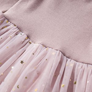 Детское платье, нарядное, принт "Звезды", розовый