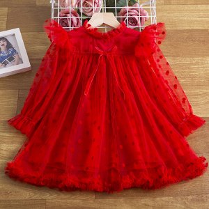 Детское платье, нарядное, цвет красный