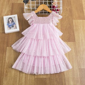 Детское платье, нарядное, цвет розовый