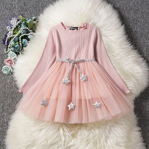 Детское платье, нарядное, цвет розовый