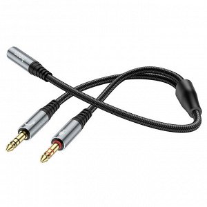 Переходник Аудио-кабель Hoco UPA21 Jack 3,5mm 2*мужской к 1*женским 25см