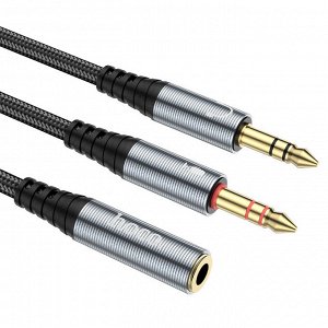 Переходник Аудио-кабель Hoco UPA21 Jack 3,5mm 2*мужской к 1*женским 25см
