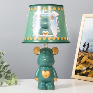 Настольная лампа "Мишка с сердцем" Е14 40Вт зелный 20х20х34 см