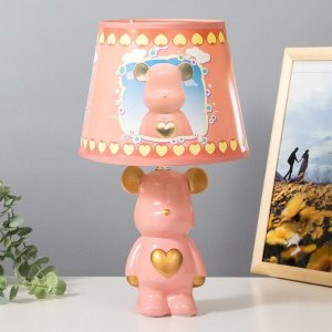 Настольная лампа "Мишка с сердцем" Е14 40Вт розовый 20х20х34 см