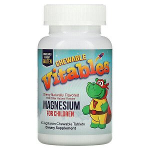 Vitables, Жевательный магний для детей, вишня, 90 вегетарианских таблеток