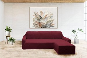 Чехол на угловой диван (правый угол) оттоманка Круг цвет: бордовый (240 см)