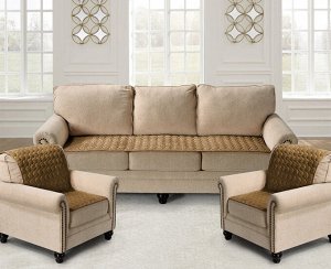 Комплект накидок на диван и два кресла Соты цвет: светло-коричневый (70х210 см, 70х150 см - 2 шт)