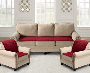 Комплект накидок на диван и два кресла Квадрат цвет: бордовый. Производитель: КАRТЕКS
