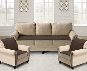 Комплект накидок на диван и два кресла Паркет цвет: коричневый (70х210 см, 70х150 см - 2 шт)