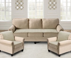 Комплект накидок на диван и два кресла Паркет цвет: молочный (70х210 см, 70х150 см - 2 шт)
