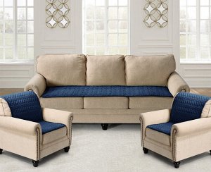 Комплект накидок на диван и два кресла Паркет цвет: синий (90х210 см, 90х160 см - 2 шт)