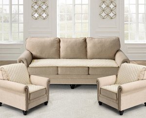 Комплект накидок на диван и два кресла Ромбы цвет: молочный (70х210 см, 70х150 см - 2 шт)