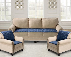 Комплект накидок на диван и два кресла Ромбы цвет: синий (70х210 см, 70х150 см - 2 шт)