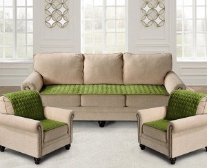 Комплект накидок на диван и два кресла Соты цвет: зеленый (90х210 см, 90х160 см - 2 шт)