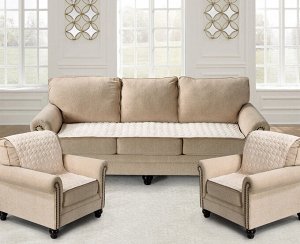 Комплект накидок на диван и два кресла Соты цвет: молочный (70х210 см, 70х150 см - 2 шт)