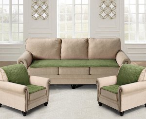 Комплект накидок на диван и два кресла Квадрат цвет: зеленый (90х210 см, 90х160 см - 2 шт)