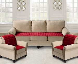 Комплект накидок на диван и два кресла Соты цвет: бордовый (90х210 см, 90х160 см - 2 шт)