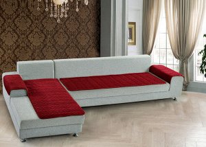 Накидка на угловой диван Паркет цвет: бордовый (90х210 см, 90х160 см)