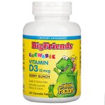 Natural Factors, &quot;Большие друзья&quot;, жевательный витамин D3 с ягодным вкусом, 400 МЕ, 250 жевательных таб.