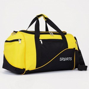 Сумка спортивная на молнии с подкладкой, 3 наружных кармана, цвет чёрный/жёлтый
