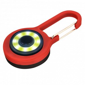 Подвесной COB LED фонарик с карабином (красный)