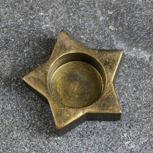 Подсвечник "Звезда" состаренное золото, 6х6х3 см, для свечи d=3,5 см