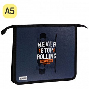 Папка для тетрадей 1 отделение А5 ArtSpace ""Never Stop"", пластик/картон, на молнии