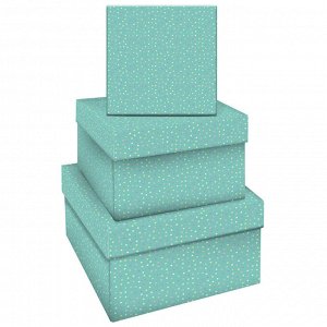 Набор квадратных коробок 3в1, MESHU ""Turquoise style"", (19,5*19,5*11-15,5*15,5*9см)
