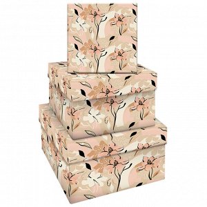 Набор квадратных коробок 3в1, MESHU ""Floral mood"", (19,5*19,5*11-15,5*15,5*9см)