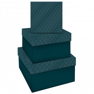 Набор квадратных коробок 3в1, MESHU ""Emerald style. Top."", (19,5*19,5*11-15,5*15,5*9см)