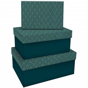 Набор прямоугольных коробок 3в1, MESHU ""Emerald style. Top."", (19*12*7,5-15*10*5см)