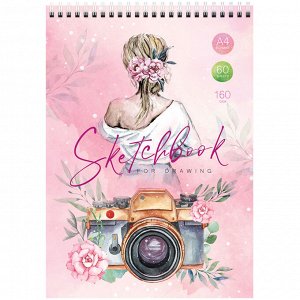 Скетчбук 60л., А4 ArtSpace ""Cute photo"", на гребне, 160г/м2