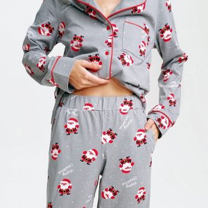 Пижама новогодняя женская (рубашка и брюки) KAFTAN «Дед мороз»