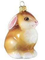 Елочная игрушка из стекла Зайчонок Русак