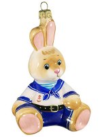 Елочная игрушка из стекла Зайчик Морячок